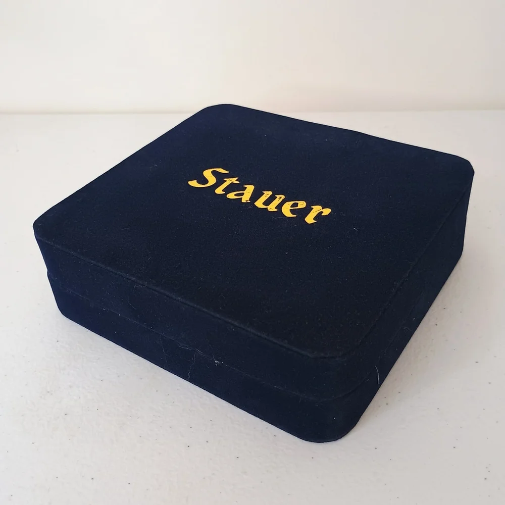 Stauer Blue Velvet Necklace Storage Jewelry Box Carry Case Padded
